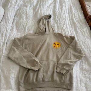 Beige Hoodie with Smiley Face